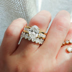 Chunky Channel Set Engagement Ring with Oval Cut Diamond