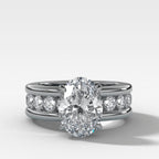 Chunky Channel Set Engagement Ring with Oval Cut Diamond
