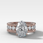 Chunky Channel Set Engagement Ring with Oval Cut Diamond