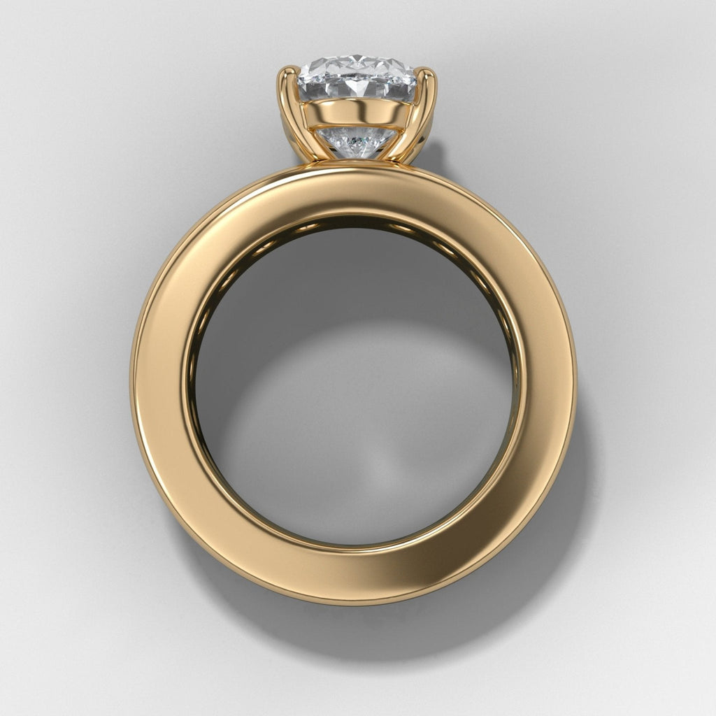 Chunky Channel Set Engagement Ring with Oval Cut Diamond