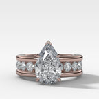 Chunky Channel Set Engagement Ring with Pear Cut Diamond
