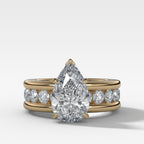 Chunky Channel Set Engagement Ring with Pear Cut Diamond