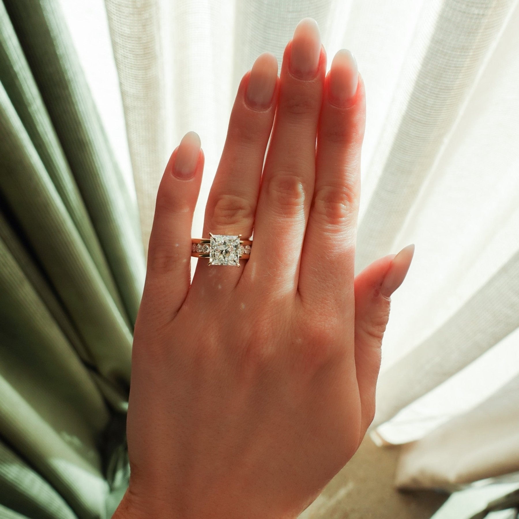 Chunky Channel Set Engagement Ring with Princess Cut Diamond