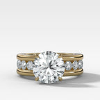 Chunky Channel Set Engagement Ring with Round Cut Diamond