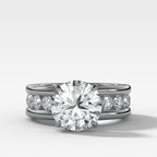 Chunky Channel Set Engagement Ring with Round Cut Diamond