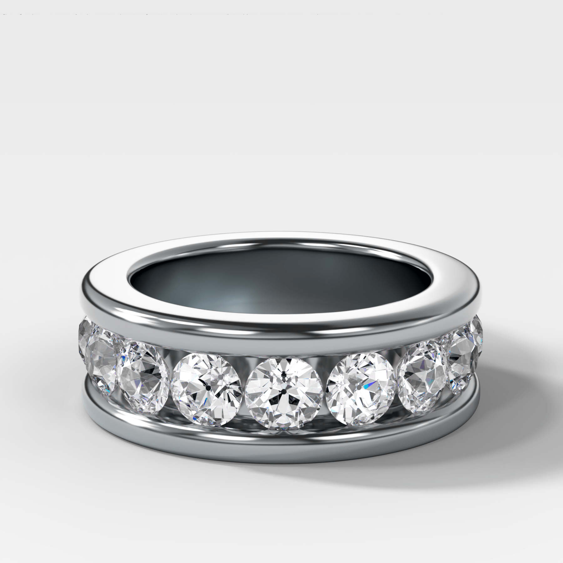 Chunky Channel Set Halfway Wedding band with Old Euro Cut Diamonds Secondary image