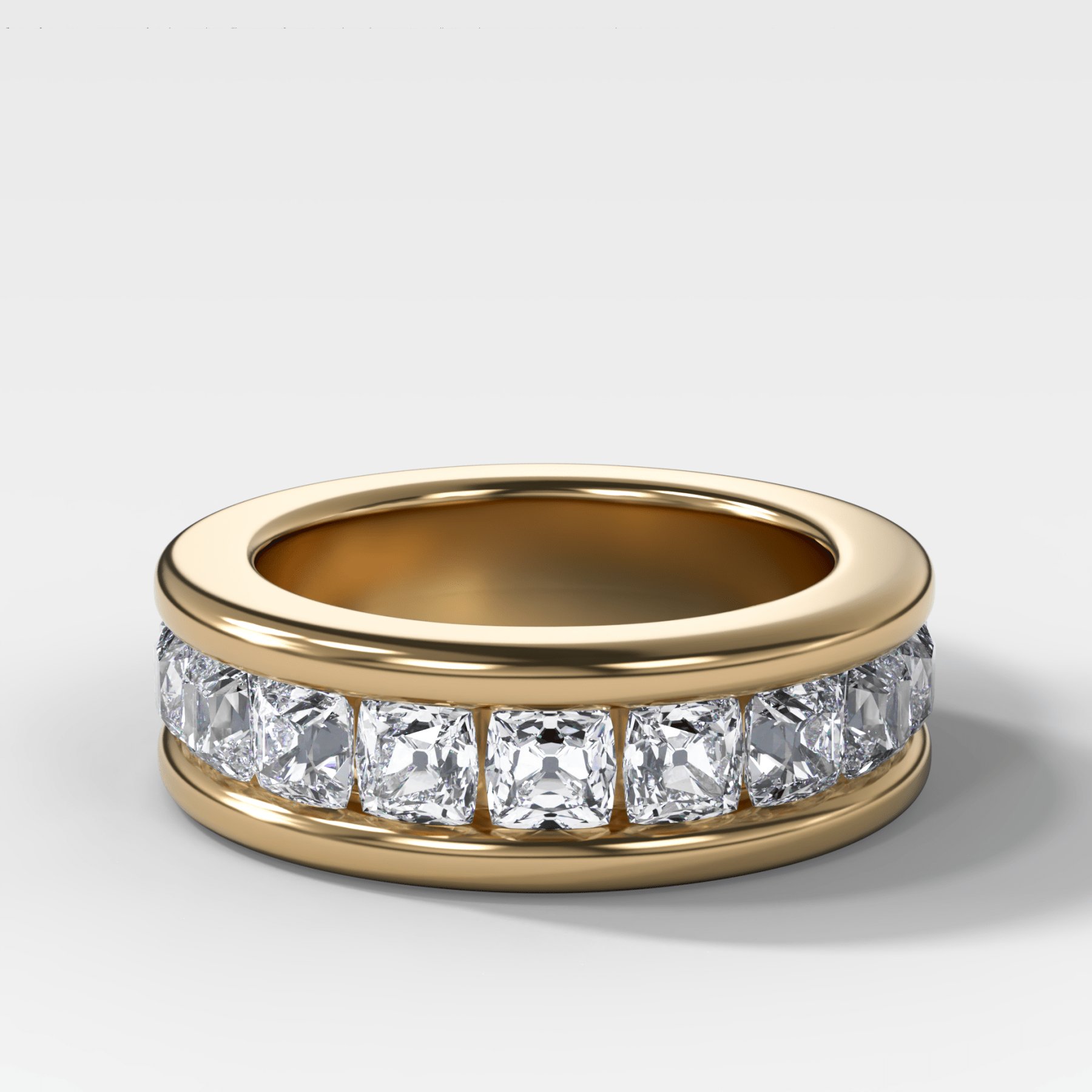 Chunky Channel Set Halfway Wedding band with Old Mine Cut Diamonds Main image