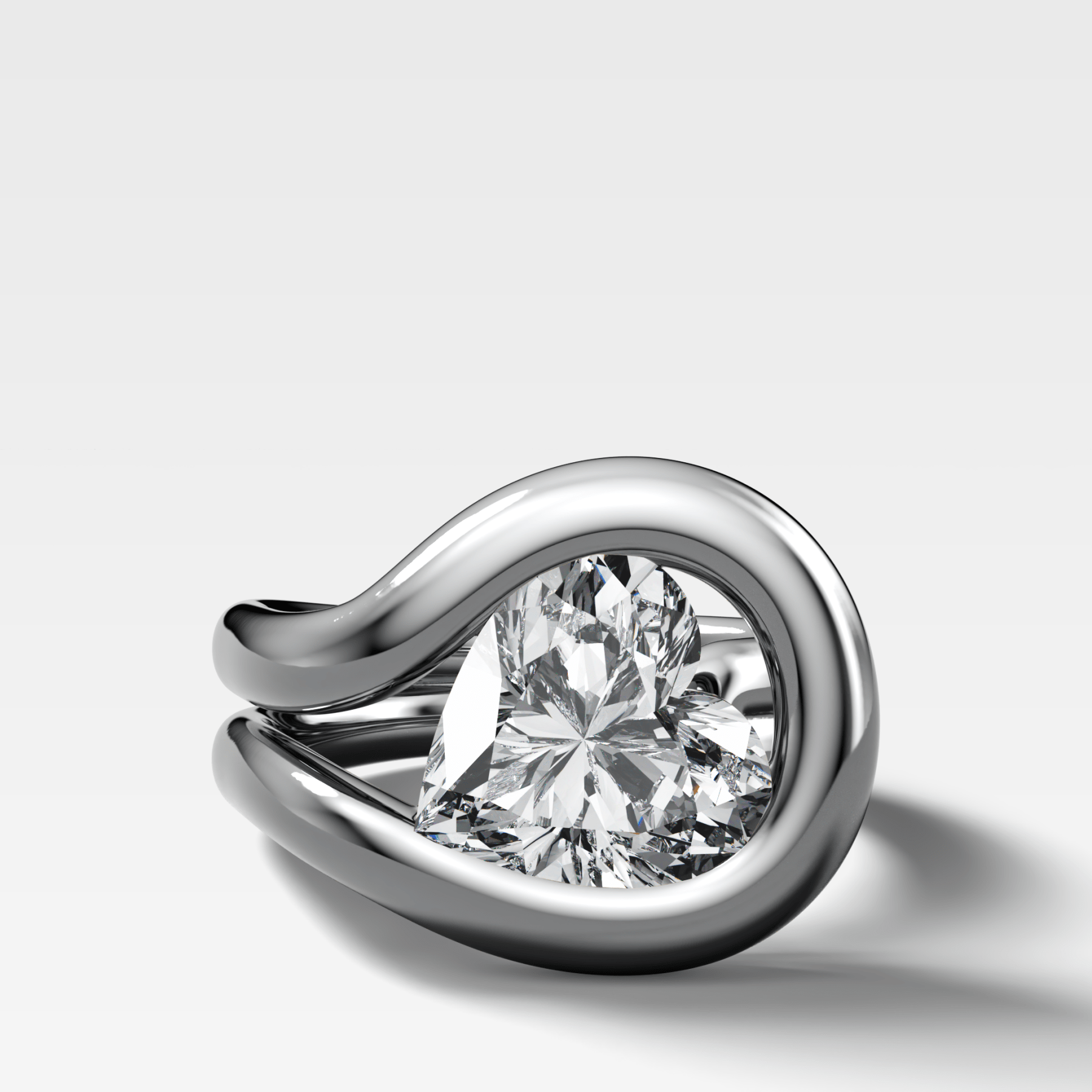 Chunky Lasso Engagement Ring with Heart Cut Diamond