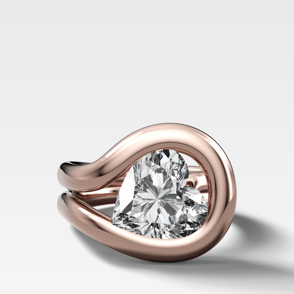 Chunky Lasso Engagement Ring with Heart Cut Diamond