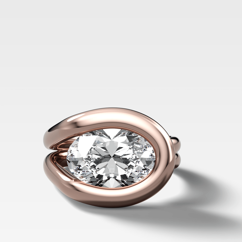 Chunky Lasso Engagement Ring with Oval Cut Diamond