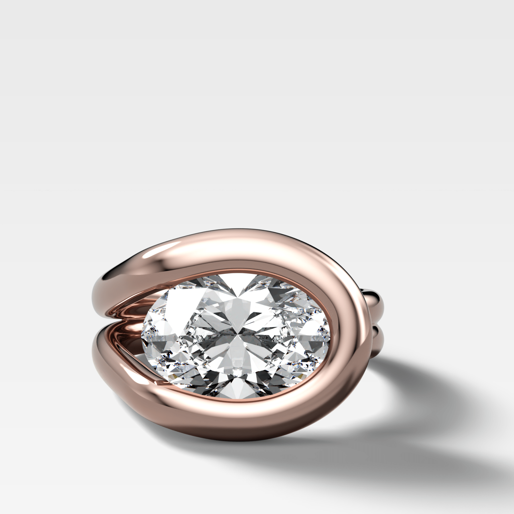 Chunky Lasso Engagement Ring with Oval Cut Diamond