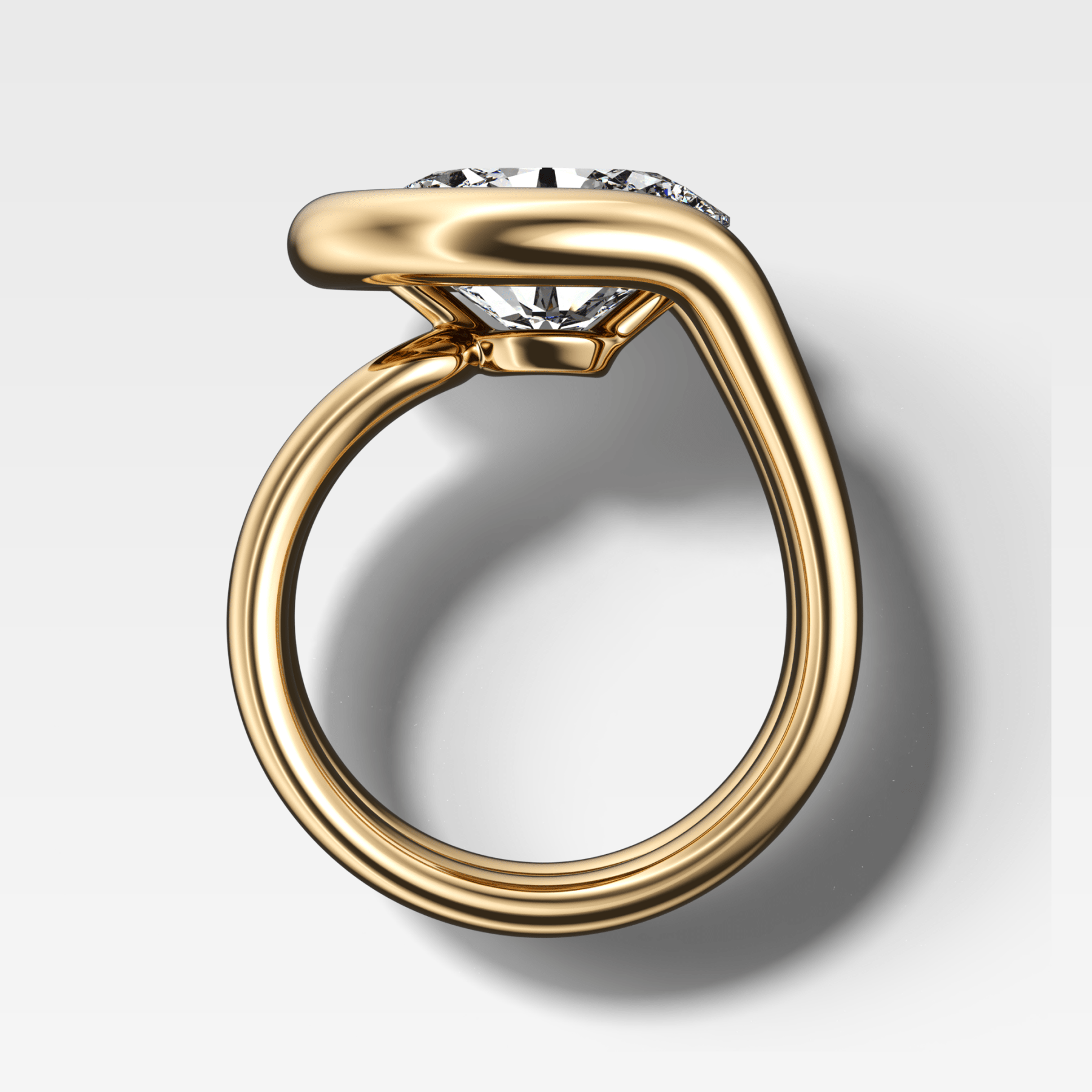 Chunky Lasso Engagement Ring with Oval Cut Diamond