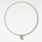 Classic Asscher Attachable Diamond Pendant With Beaded Chain (3mm)