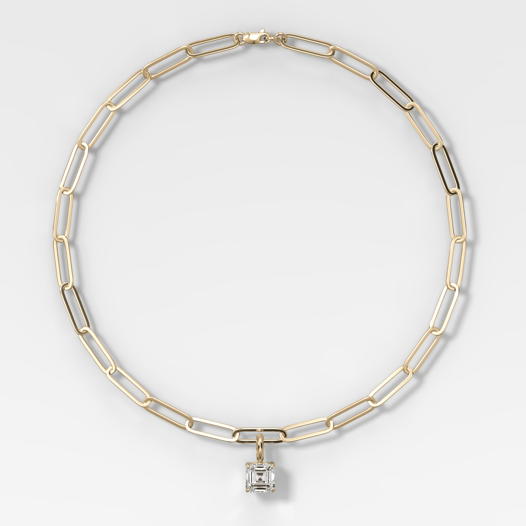 Classic Asscher Attachable Diamond Pendant With Paperclip Chain (6.2mm)