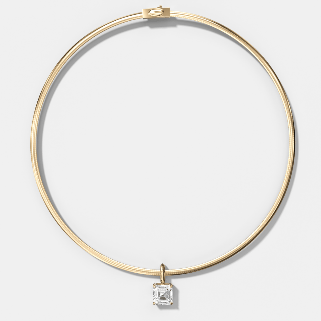 Classic Asscher Attachable Diamond Pendant With Reversible Omega Chain (3mm)