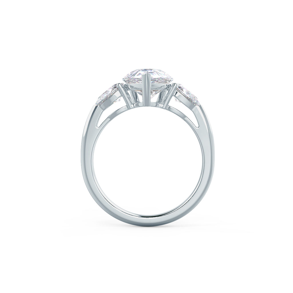 2.0 CT Pear Cut Moissanite Three Stone Engagement Ring