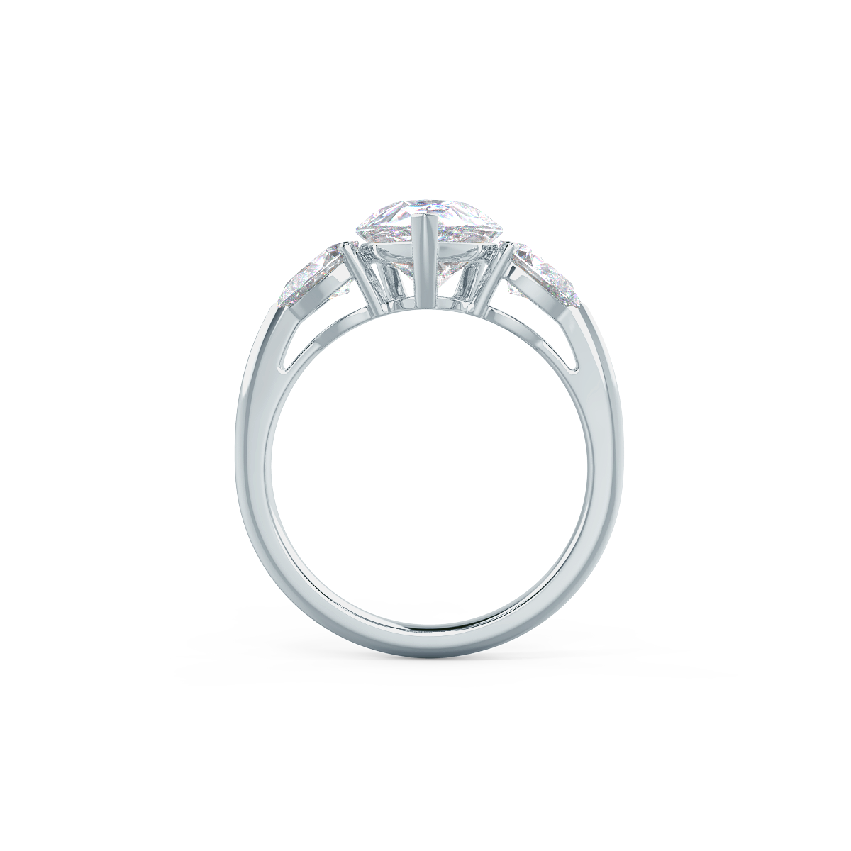 2.0 CT Pear Cut Moissanite Three Stone Engagement Ring