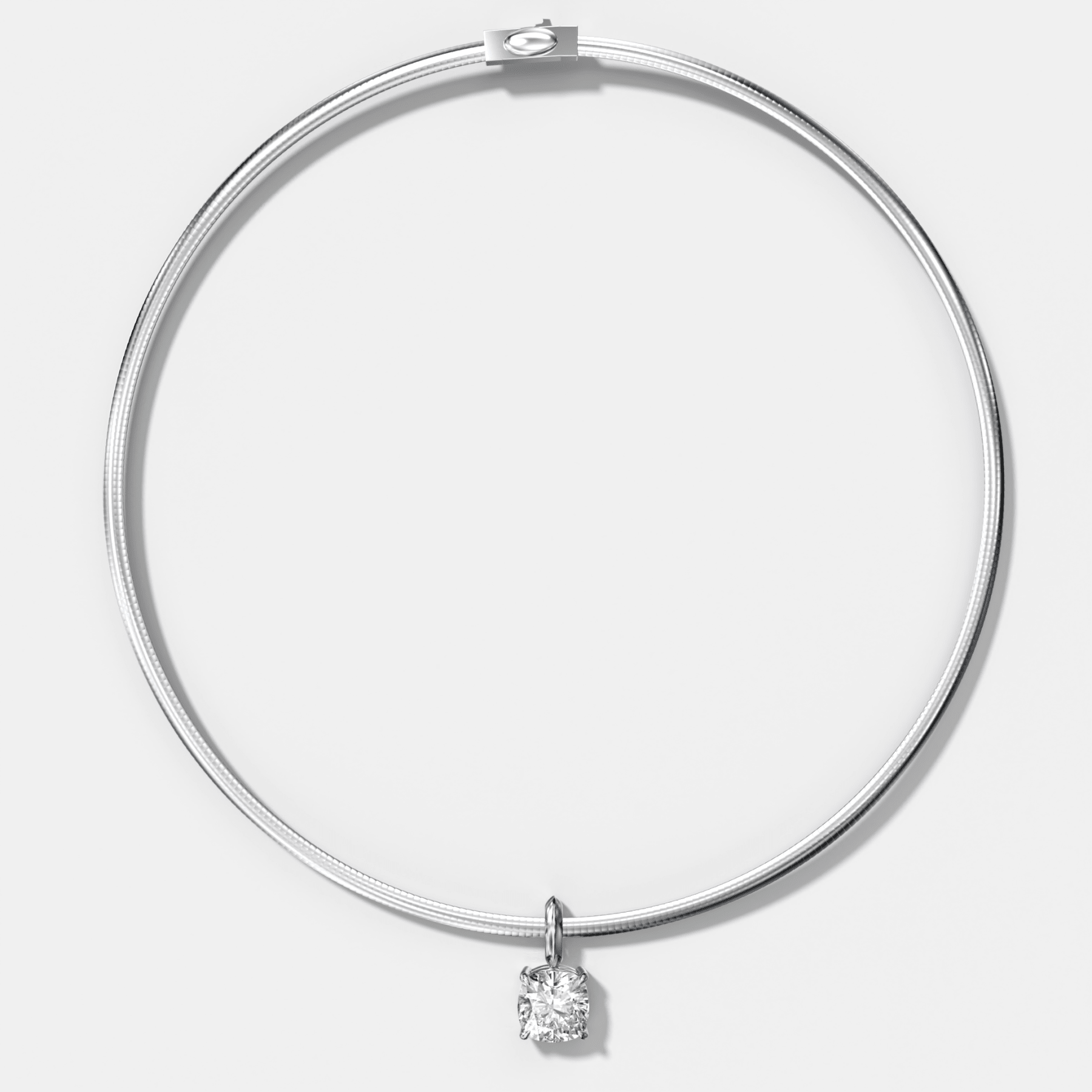 Classic Cushion Attachable Diamond Pendant With Reversible Omega Chain (3mm)