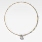 Classic East West Elongated Cushion Attachable Diamond Pendant With Beaded Chain (3mm)