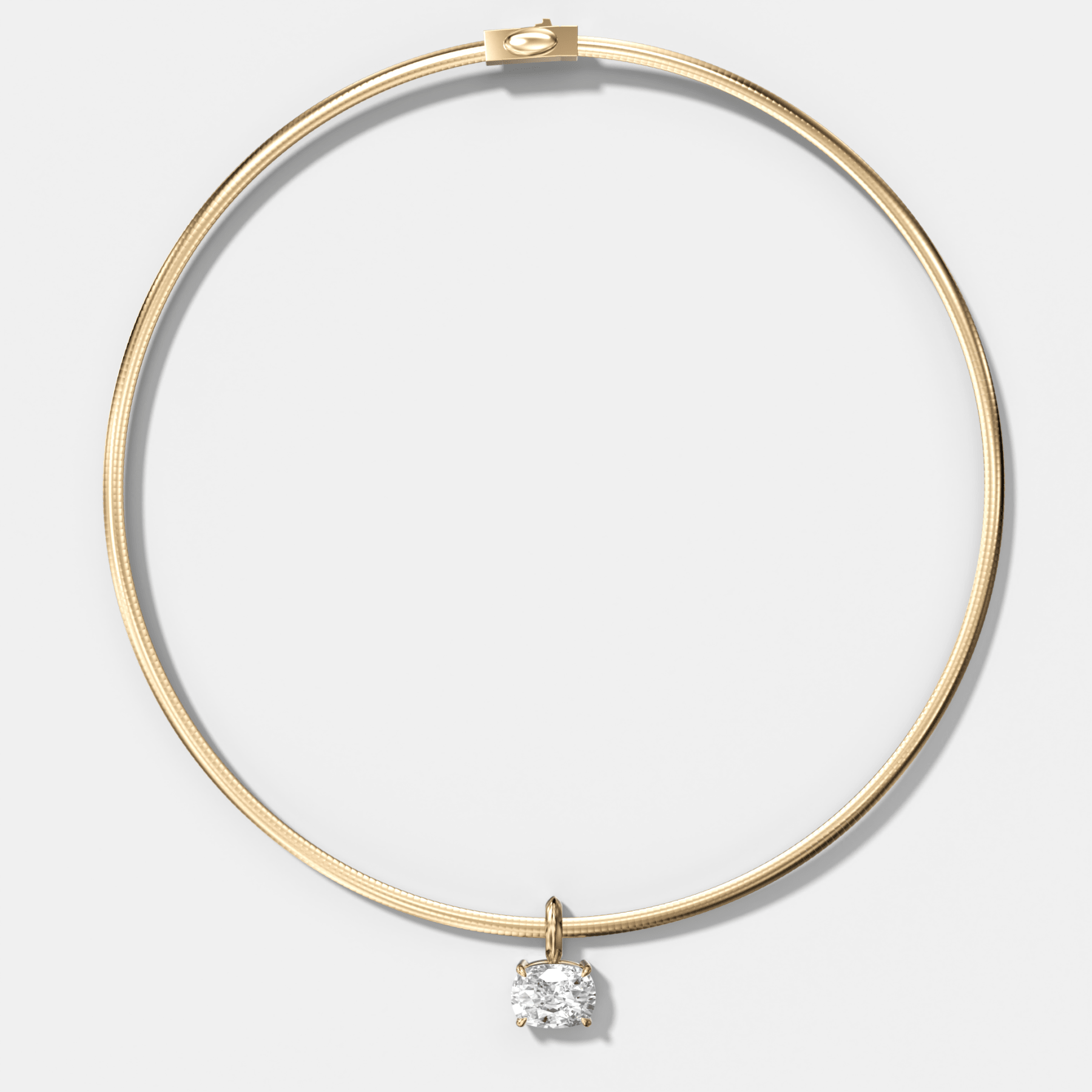 Classic East West Elongated Cushion Attachable Diamond Pendant With Reversible Omega Chain (3mm)