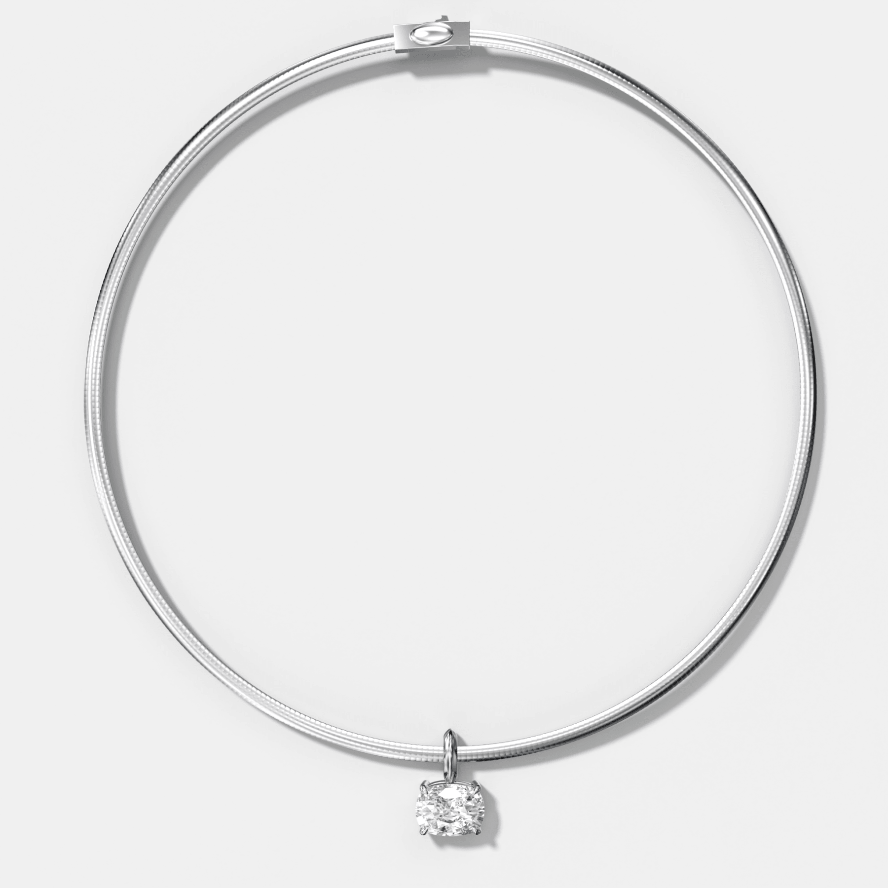 Classic East West Elongated Cushion Attachable Diamond Pendant With Reversible Omega Chain (3mm)