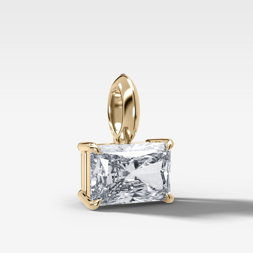 Classic East West Elongated Radiant Attachable Diamond Pendant