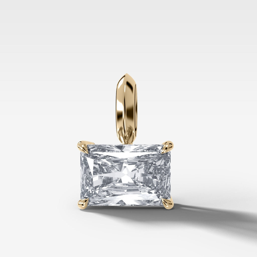 Classic East West Elongated Radiant Attachable Diamond Pendant