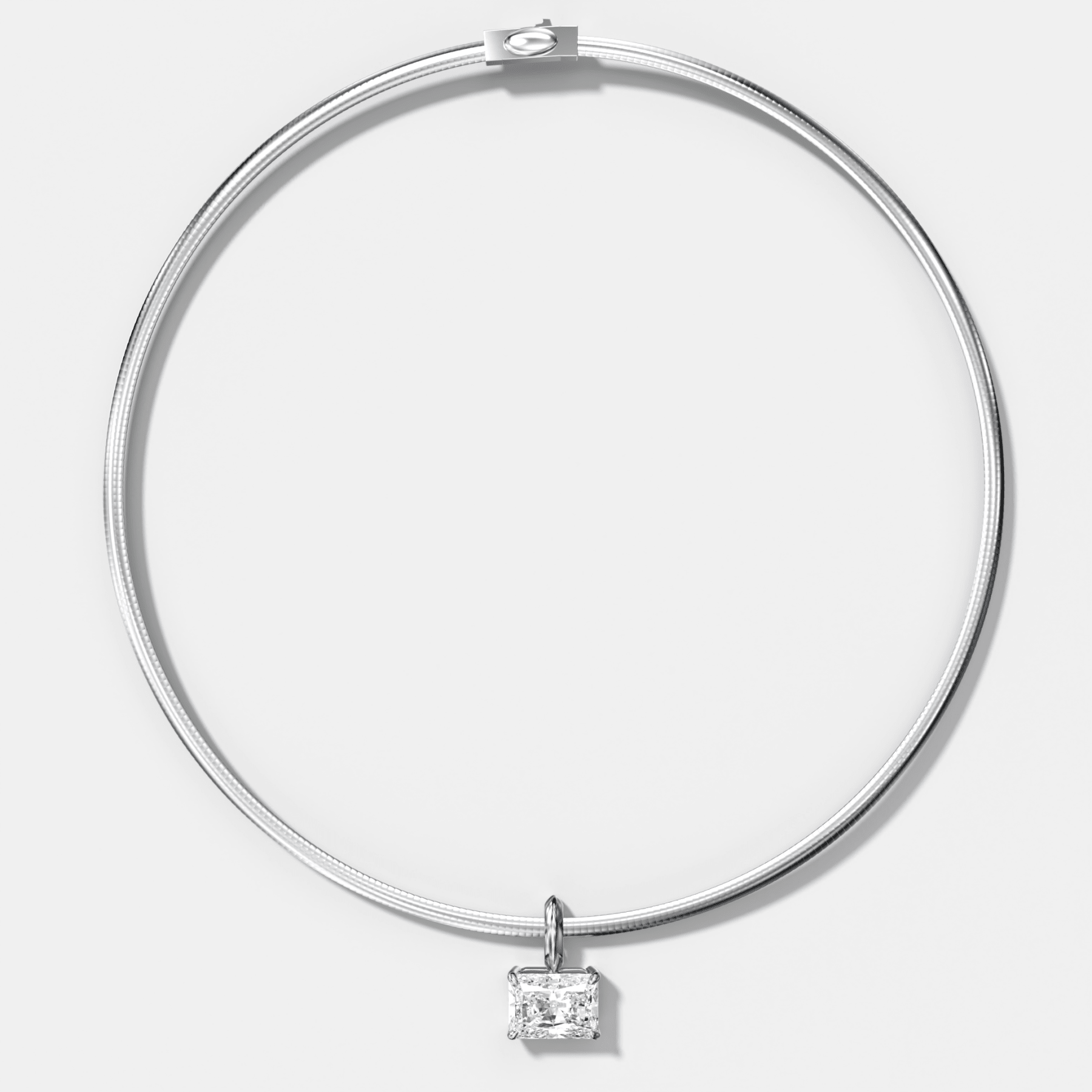 Classic East West Elongated Radiant Attachable Diamond Pendant With Reversible Omega Chain (3mm)