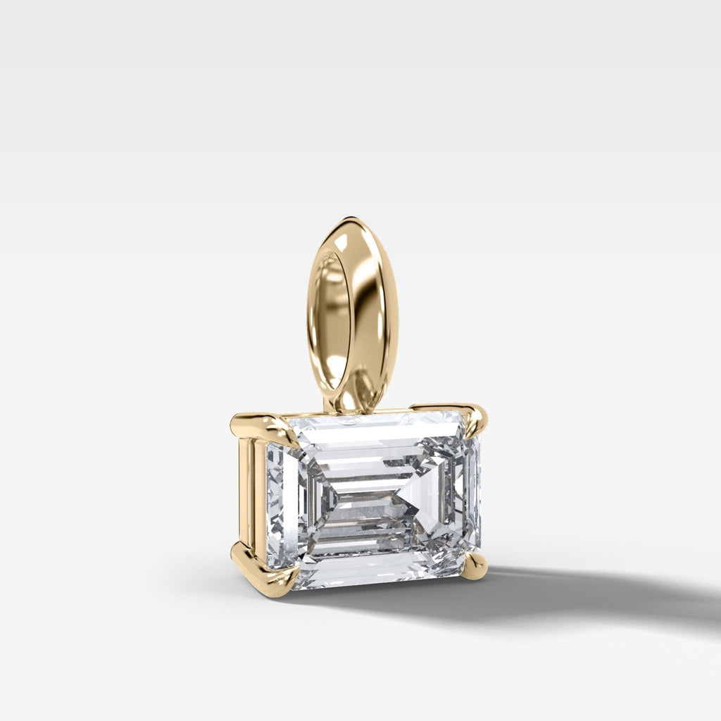 Classic East West Emerald Attachable Diamond Pendant