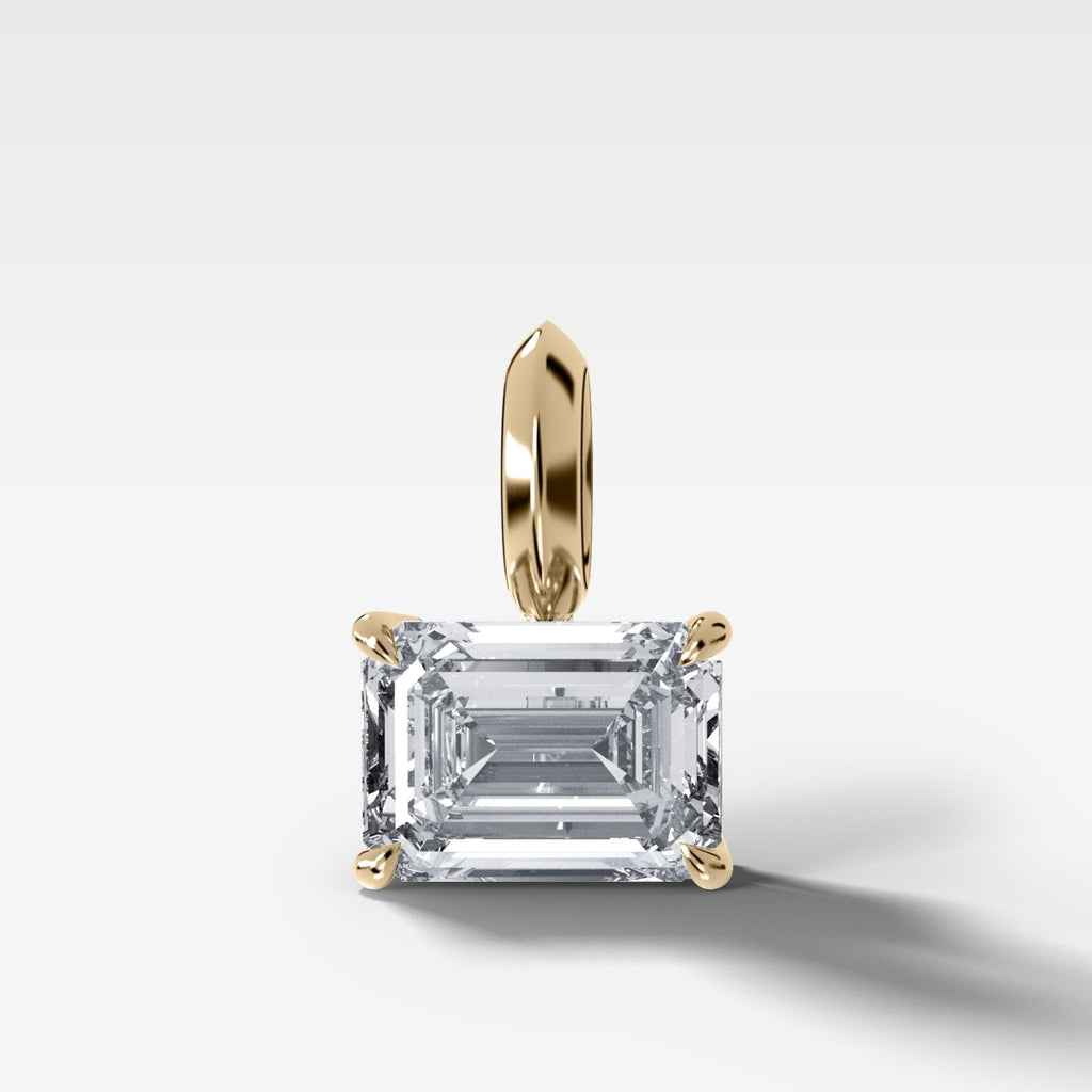 Classic East West Emerald Attachable Diamond Pendant