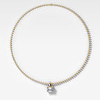Classic East West Emerald Attachable Diamond Pendant With Beaded Chain (3mm)