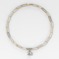Classic East West Emerald Attachable Diamond Pendant With Paperclip Chain (6.2mm)