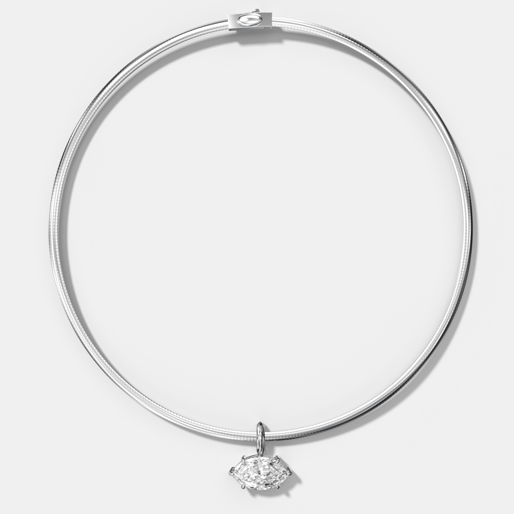 Classic East West Marquise Attachable Diamond Pendant With Reversible Omega Chain (3mm)