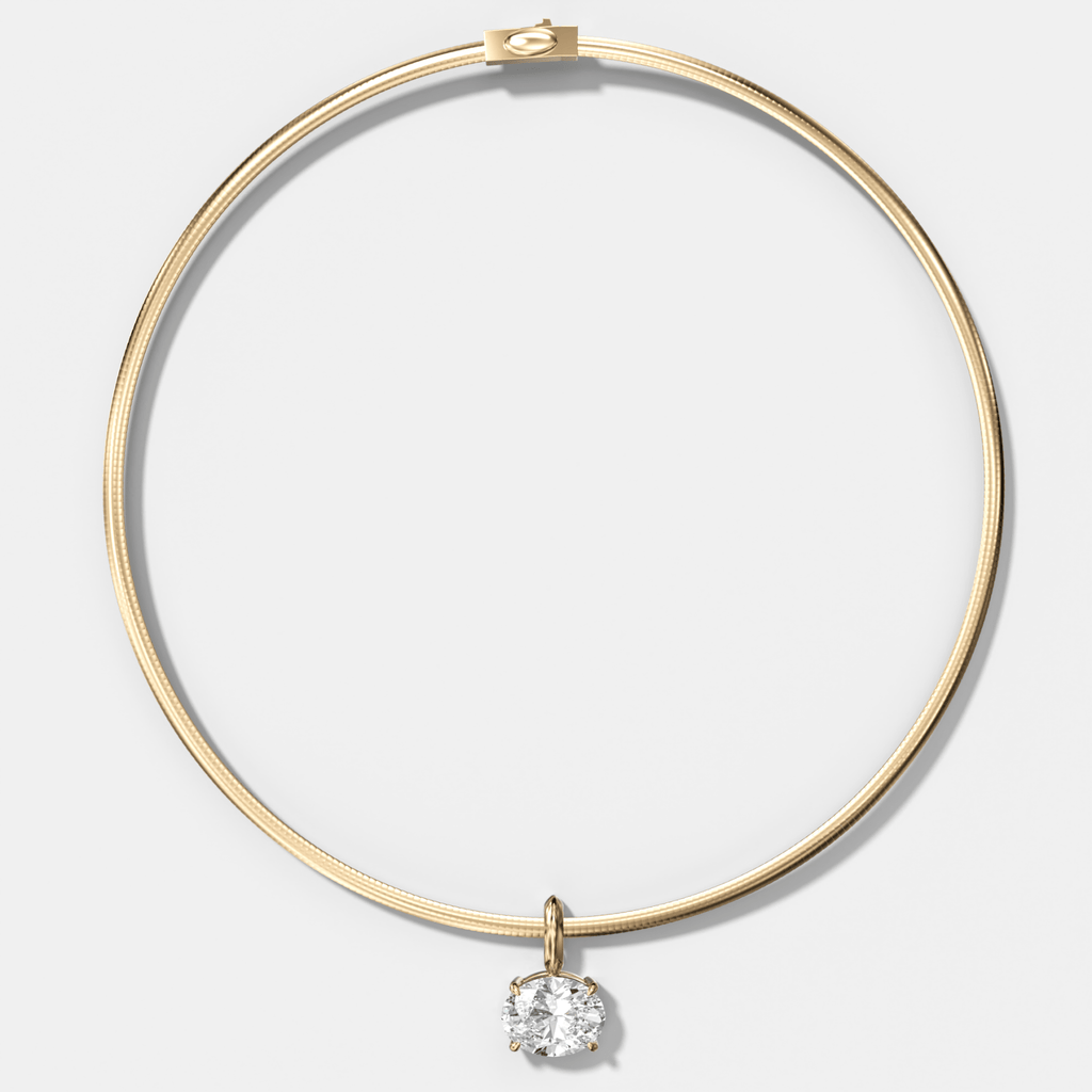 Classic East West Oval Attachable Diamond Pendant With Reversible Omega Chain (3mm)