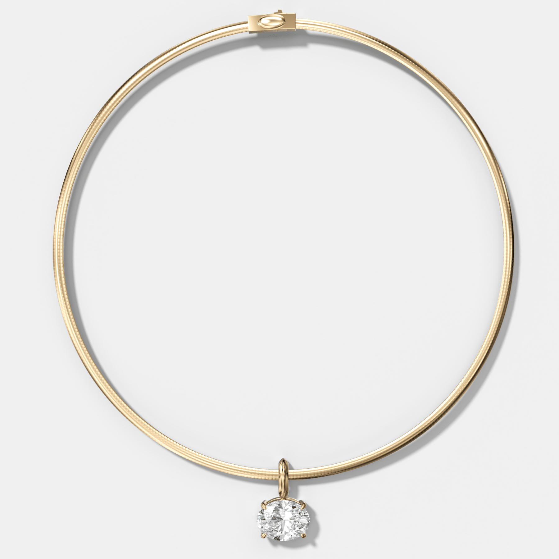 Classic East West Oval Attachable Diamond Pendant With Reversible Omega Chain (3mm)