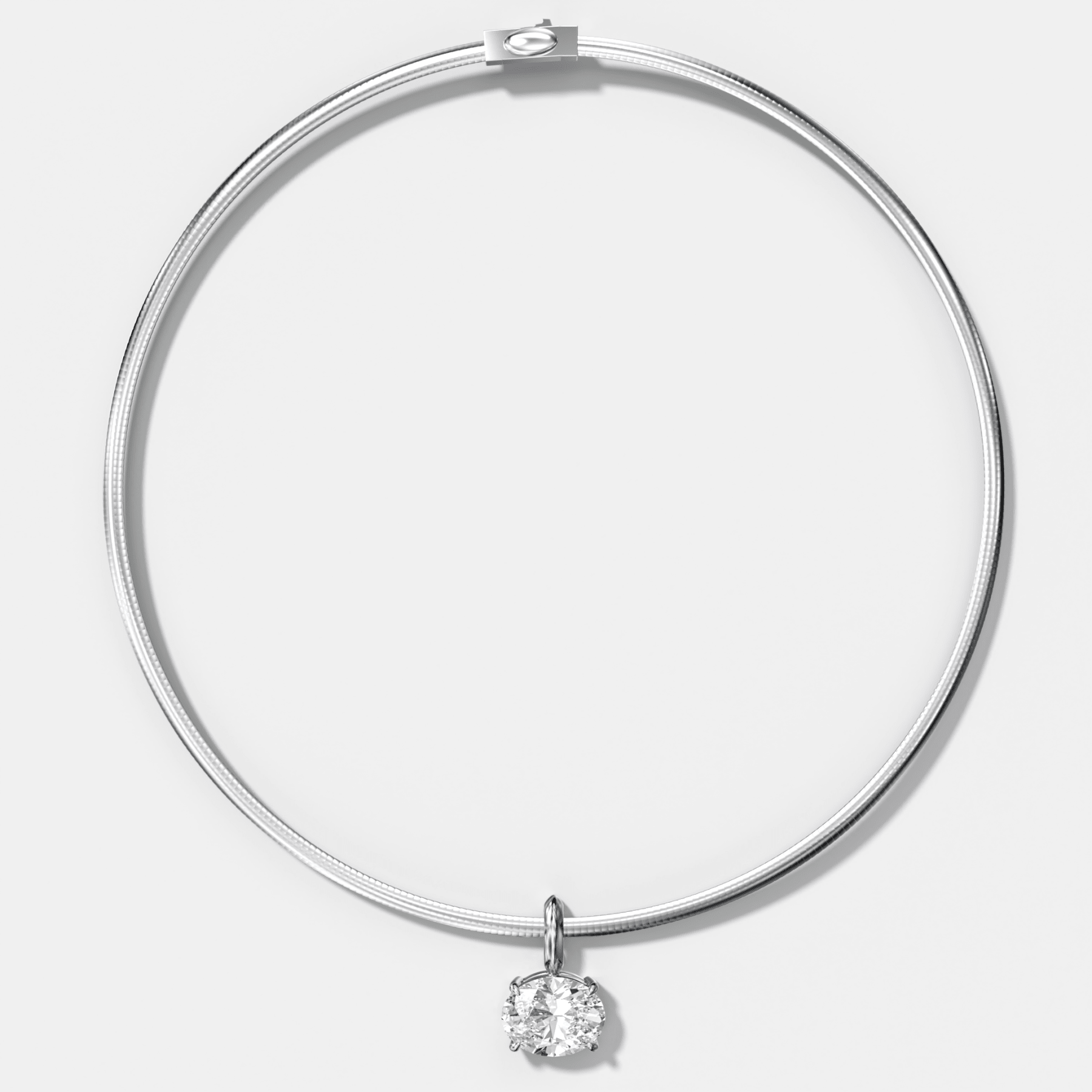 Classic East West Oval Attachable Diamond Pendant With Reversible Omega Chain (3mm)