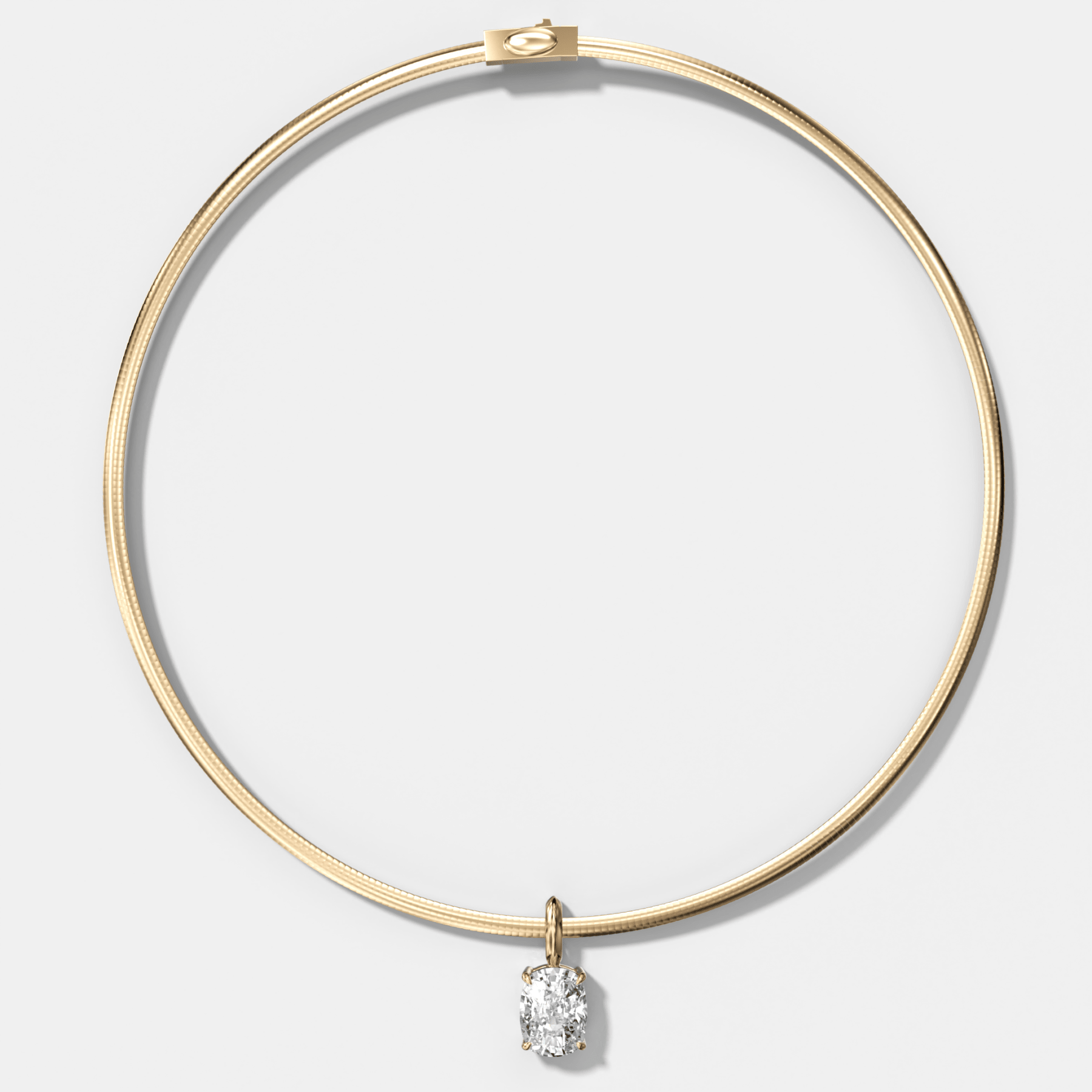 Classic Elongated Cushion Attachable Diamond Pendant With Reversible Omega Chain (3mm)