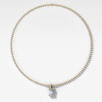 Classic Elongated Radiant Attachable Diamond Pendant With Beaded Chain (3mm)