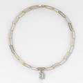 Classic Elongated Radiant Attachable Diamond Pendant With Paperclip Chain (6.2mm)