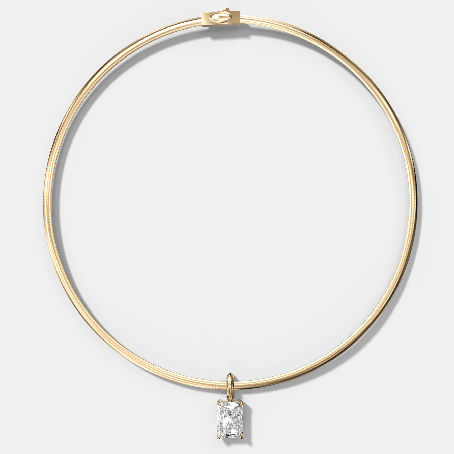 Classic Elongated Radiant Attachable Diamond Pendant With Reversible Omega Chain (3mm)