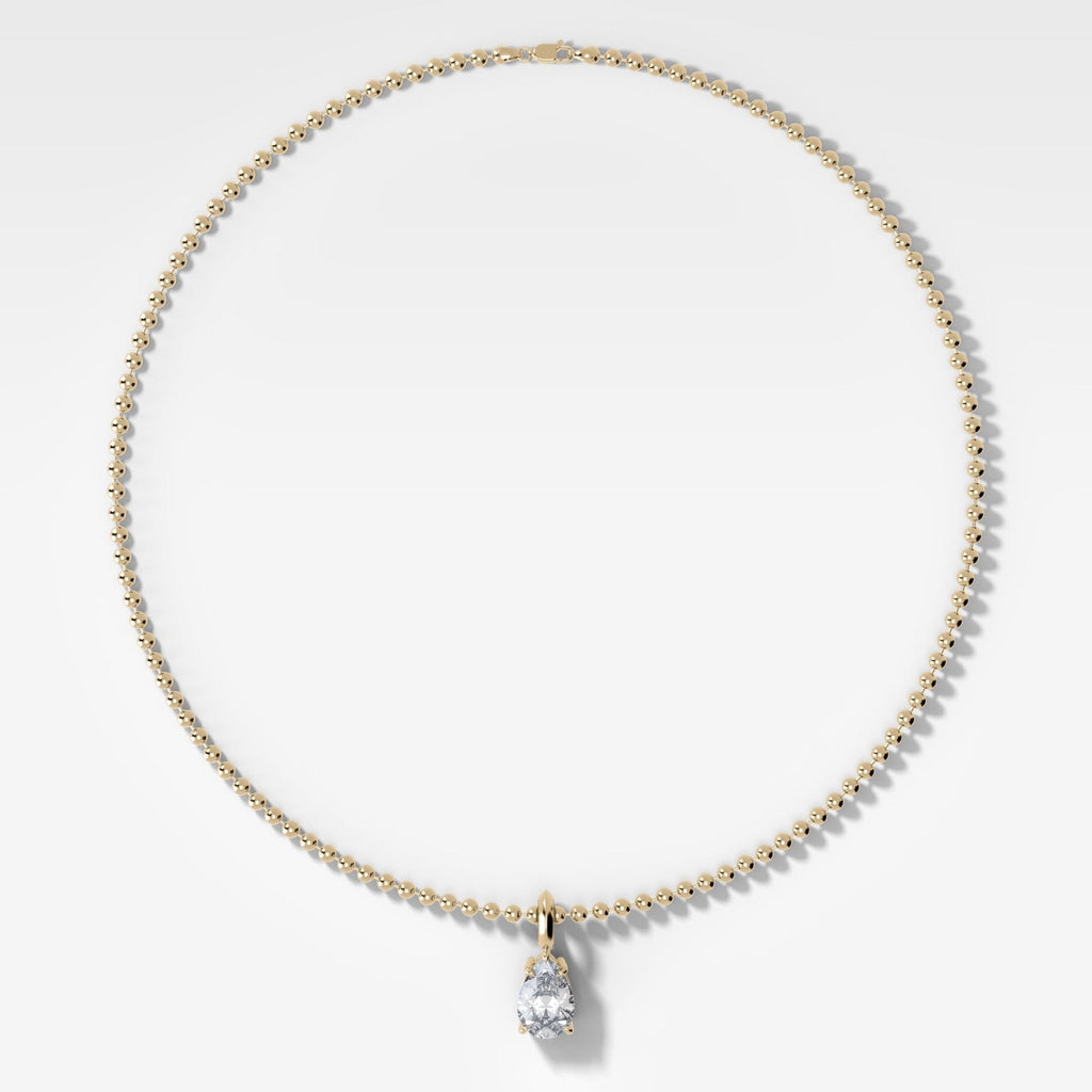 Classic Pear Attachable Diamond Pendant With Beaded Chain (3mm)