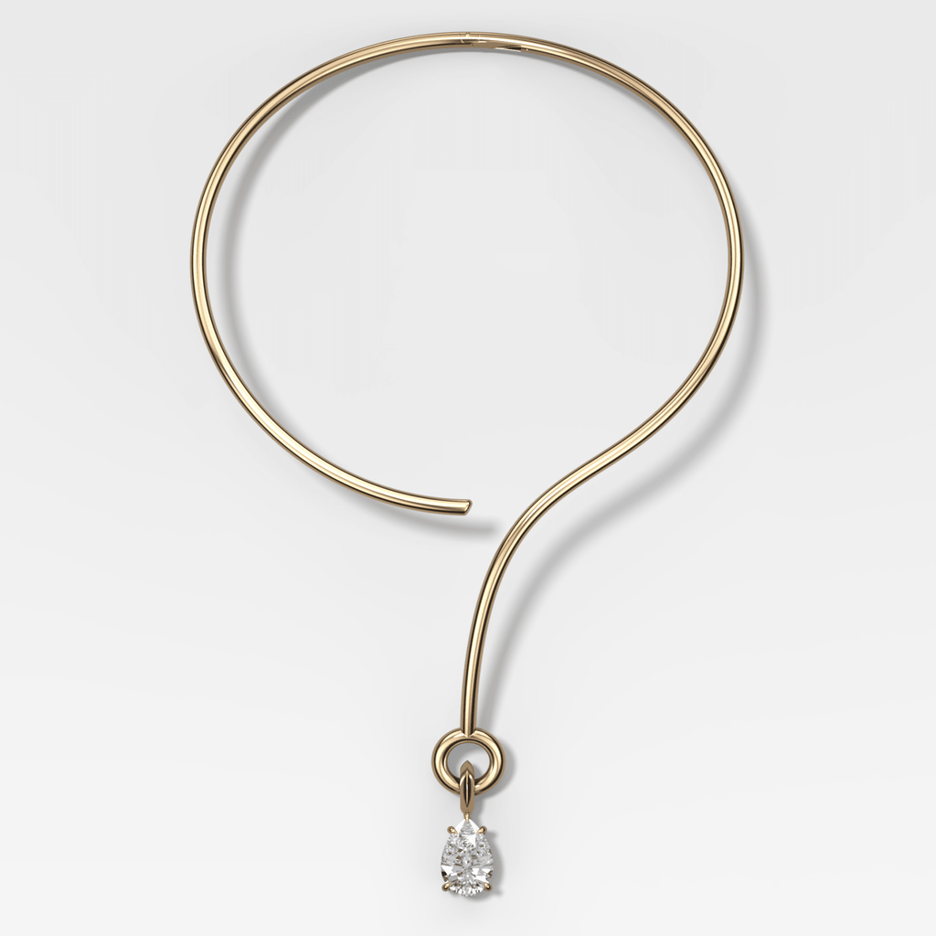 Classic Pear Attachable Diamond Pendant with Looped Collar Necklace