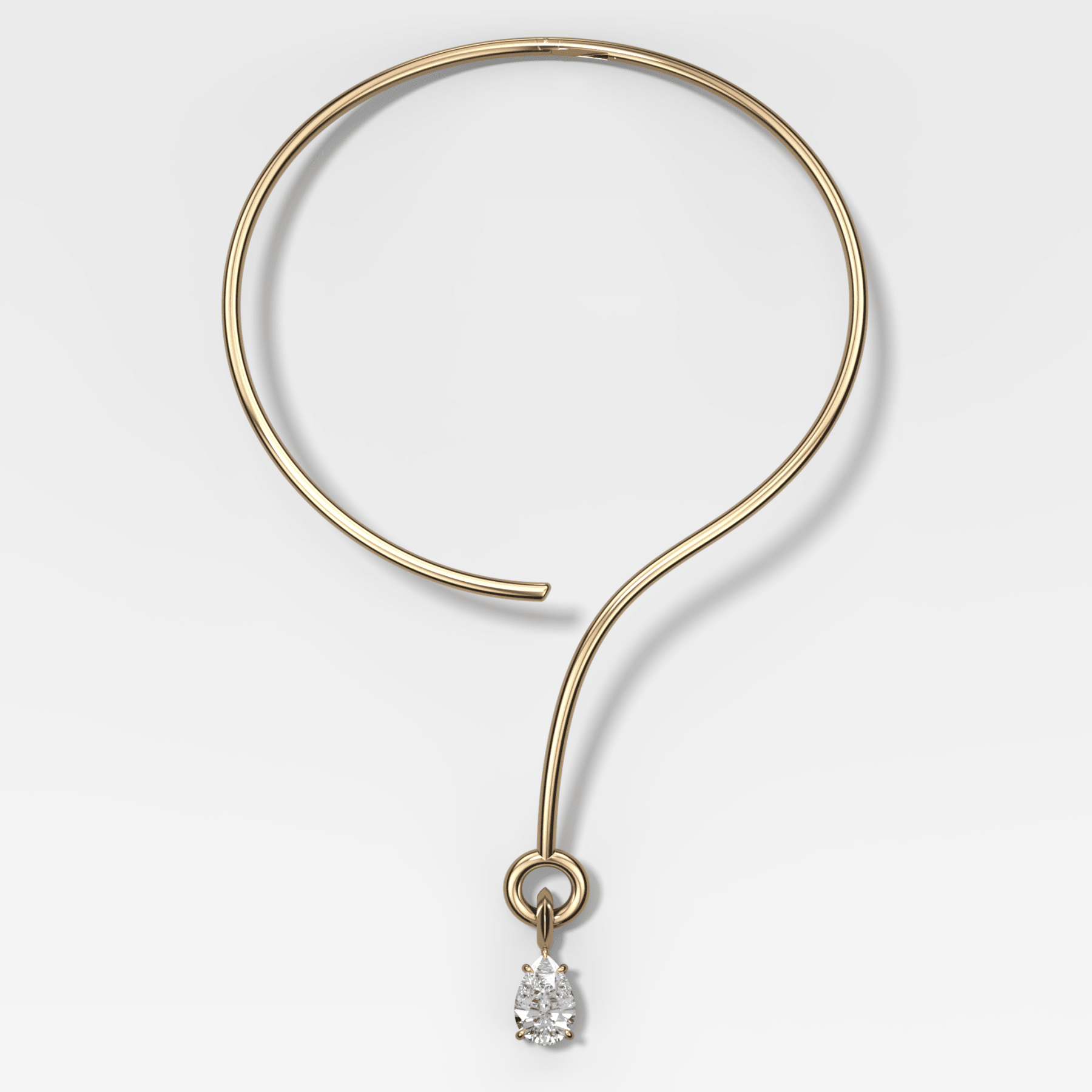 Classic Pear Attachable Diamond Pendant with Looped Collar Necklace