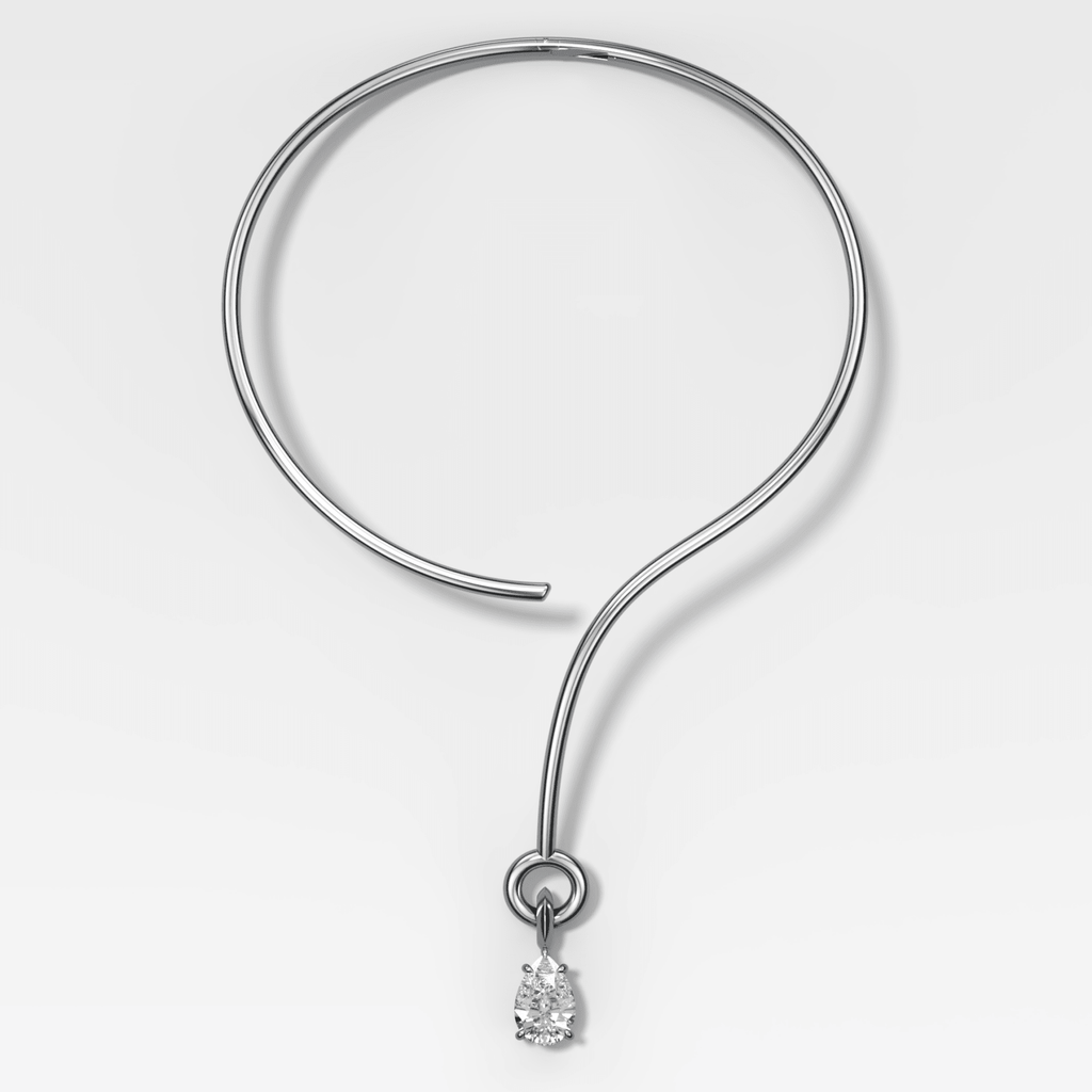 Classic Pear Attachable Diamond Pendant with Looped Collar Necklace