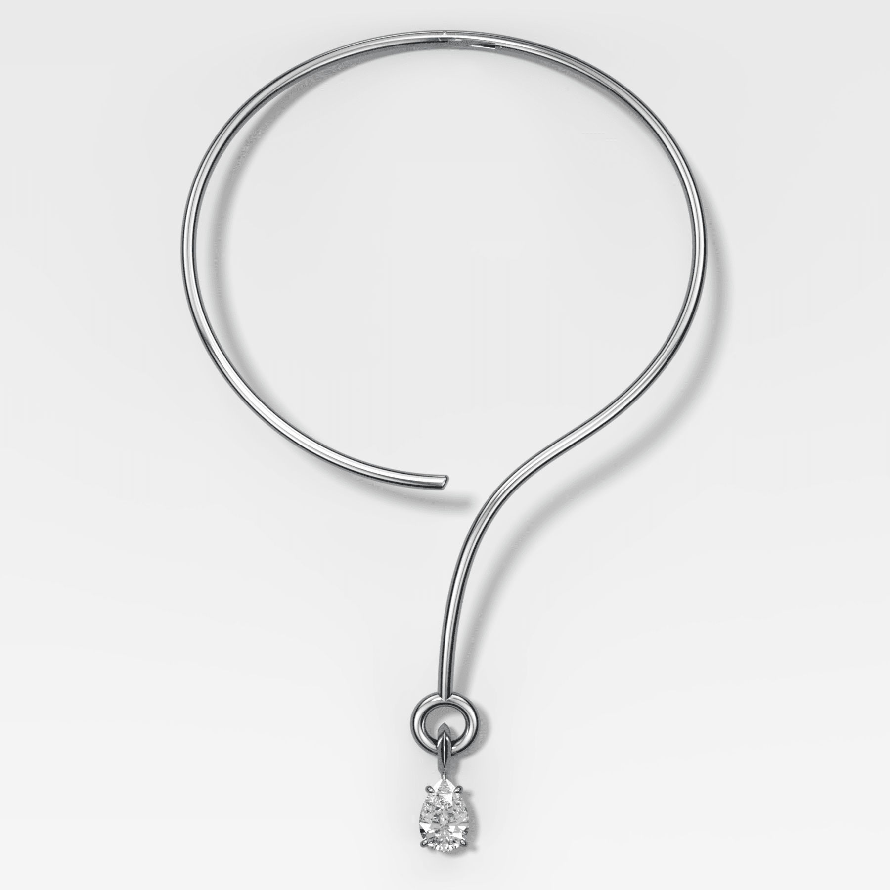 Classic Pear Attachable Diamond Pendant with Looped Collar Necklace