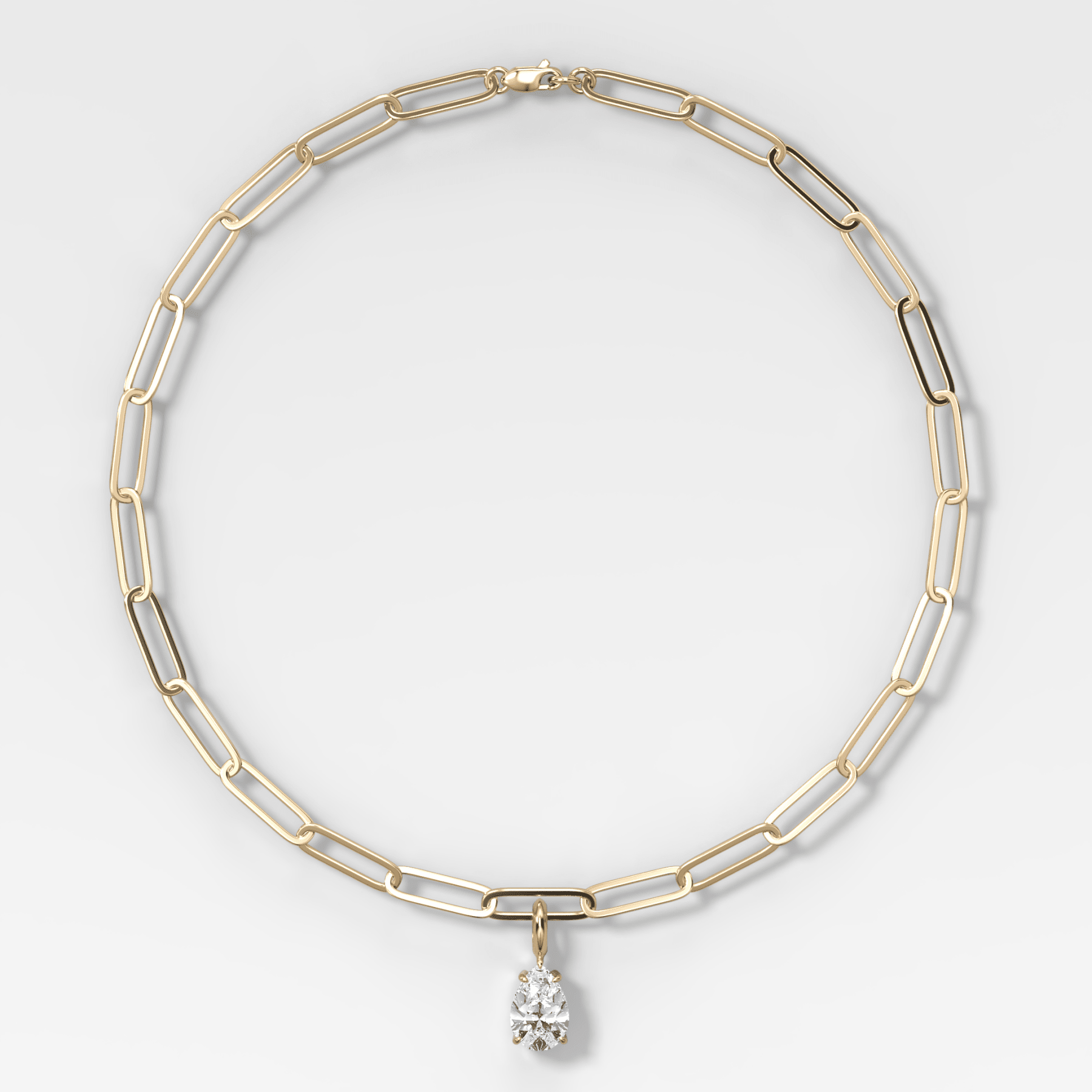 Classic Pear Attachable Diamond Pendant With Paperclip Chain (6.2mm)