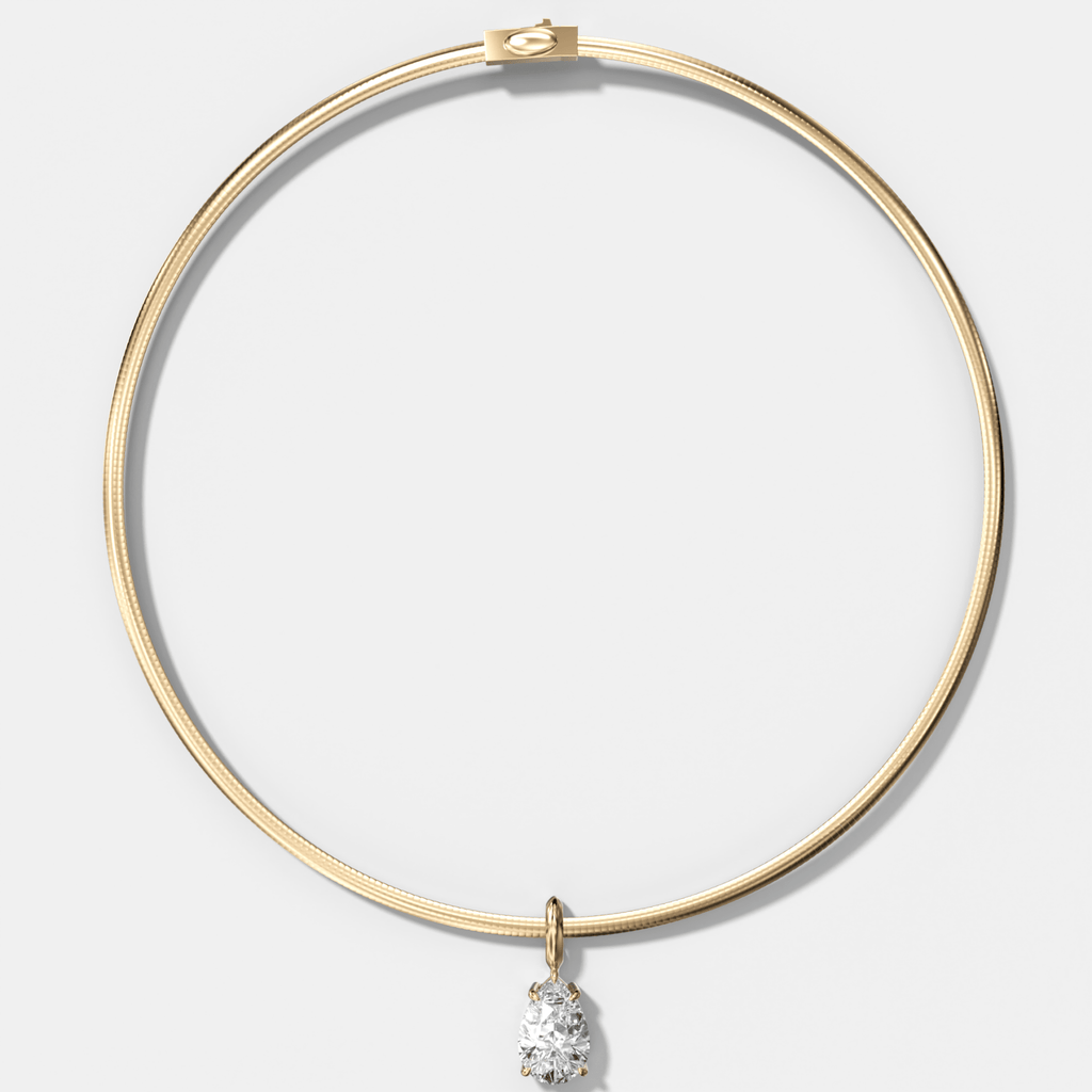 Classic Pear Attachable Diamond Pendant With Reversible Omega Chain (3mm)