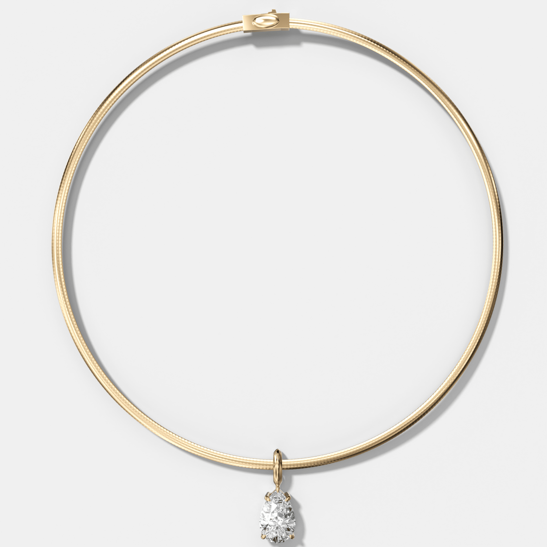 Classic Pear Attachable Diamond Pendant With Reversible Omega Chain (3mm)