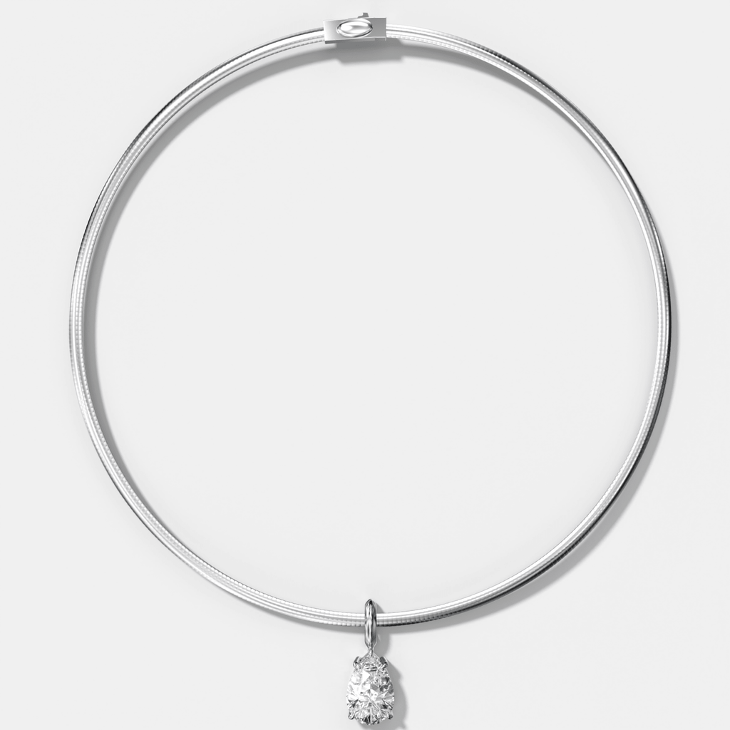 Classic Pear Attachable Diamond Pendant With Reversible Omega Chain (3mm)