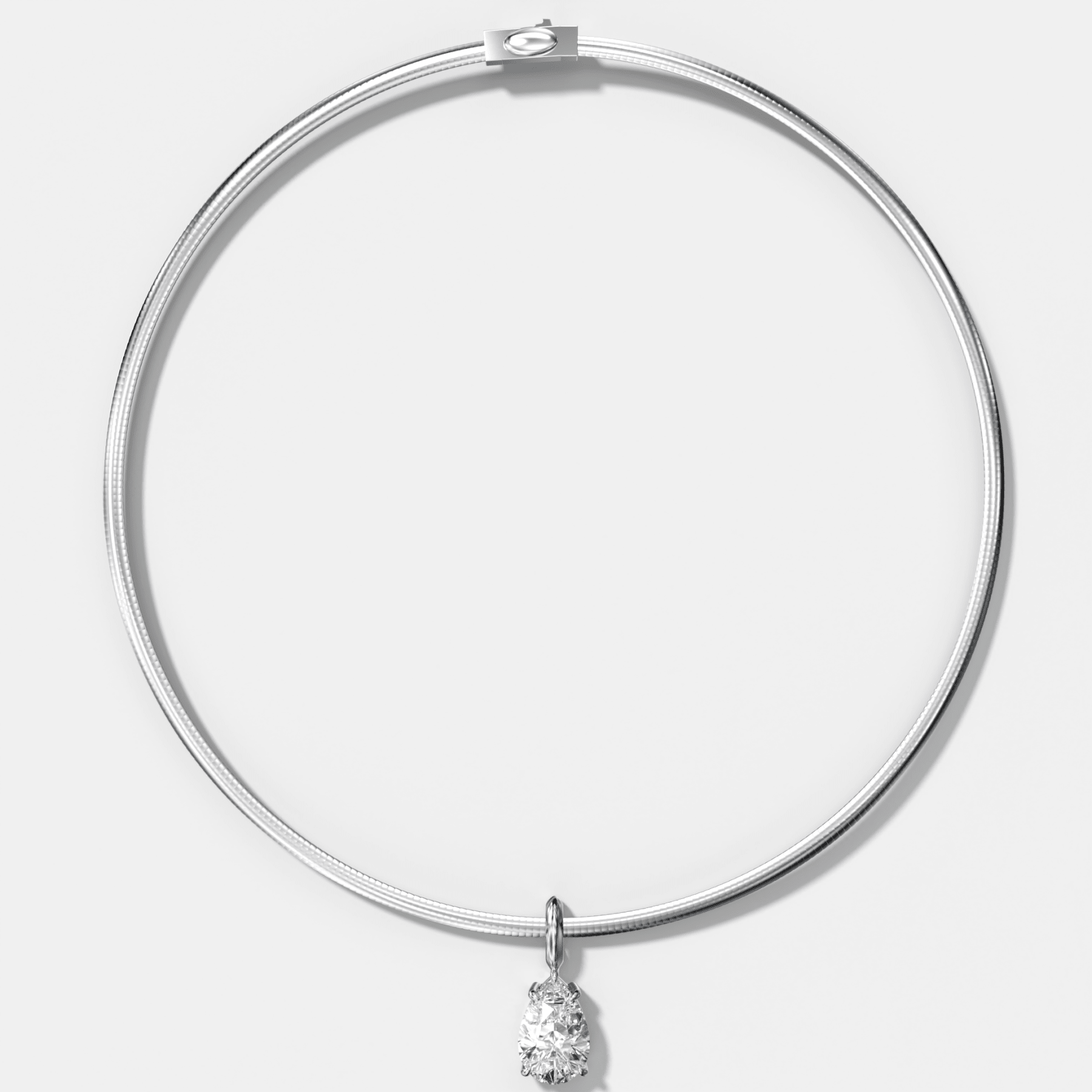 Classic Pear Attachable Diamond Pendant With Reversible Omega Chain (3mm)